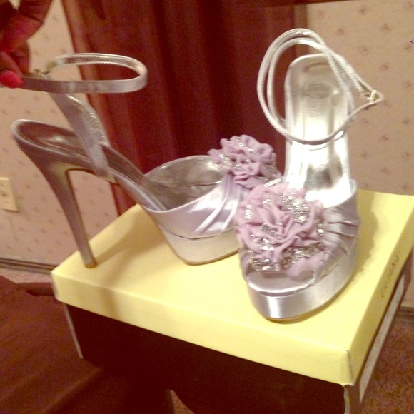 Silver open toe 6in heel