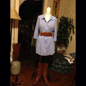 Blue Oxford shirt dress