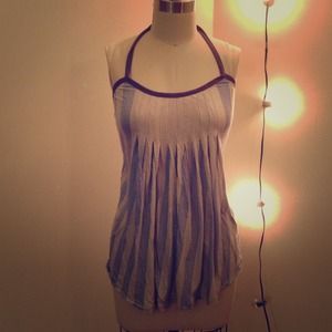 Silence & Noise Grey Blue Halter Top