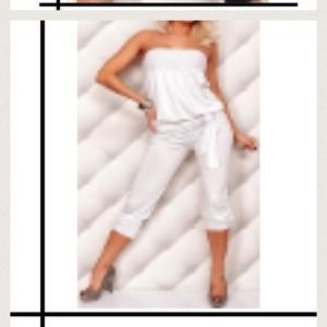 😍😍White Strapless Jumpsuit!💜💜💜