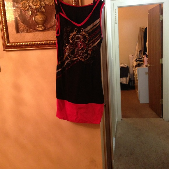 Pink and black dress