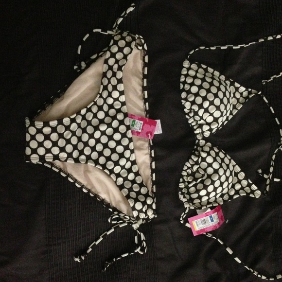 X Traded X brown Polk a dotted bikini