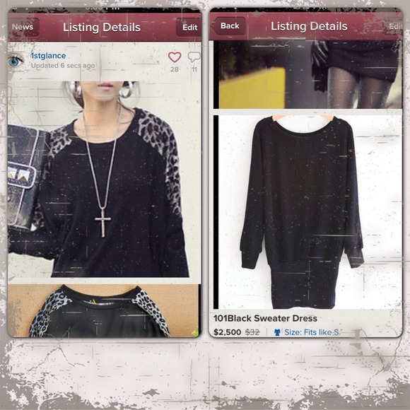 Blk Leopard Tee (3/4 Sleeves) & Blk Sweater