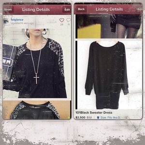 Blk Leopard Tee (3/4 Sleeves) & Blk Sweater