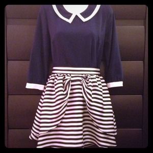 Navy striped skirt