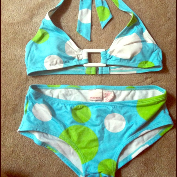 *REDUCED*Xhilaration teal green and white bikini.