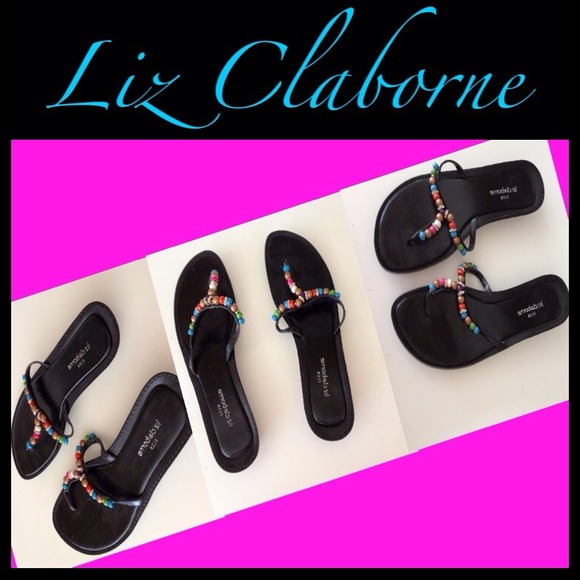 Liz Claiborne black sandals with jewels