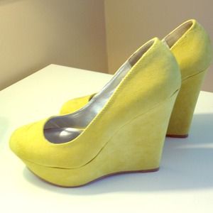 SOLD Lime green/yellow platform wedge. Worn once.
