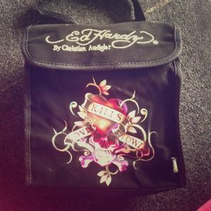 Ed hardy back of headrest in car bag