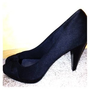 Size 12 open toe high heels black