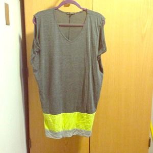 Gray and yellowish-green dress