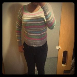 Gray color striped sweater
