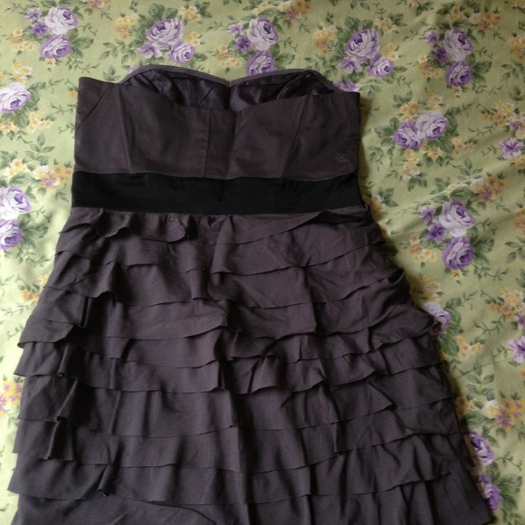 Sold***Grey with black bow ruffled dress - Picture 2 of 3