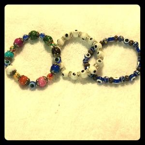 REDUCED !!! Greek eye bracelets . SET of 3 !