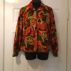Vintage Vibrant Floral Blouse (BIN 1-38)