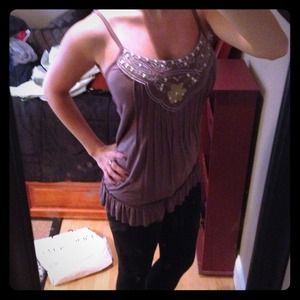 Taupe embellished top