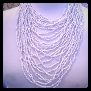 A new hand-made white beaded necklace from Ghana.