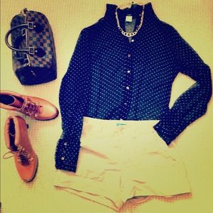 RESERVE Sheer navy JCrew blouse