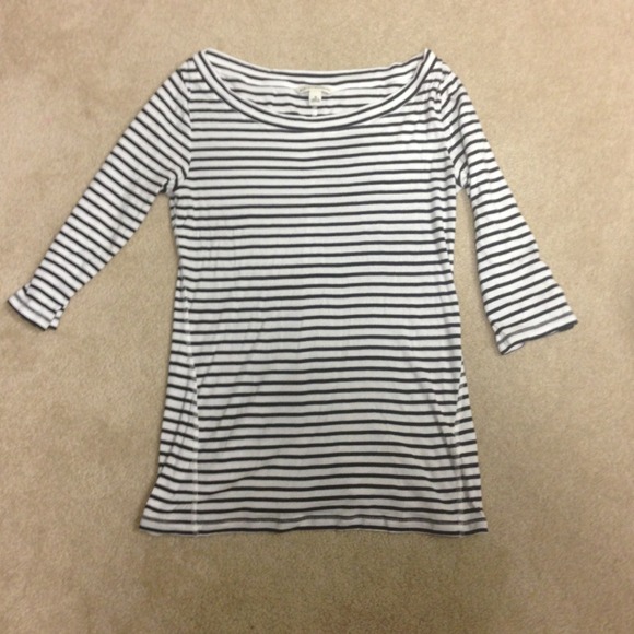 Banana navy and white 3/4 sleeve boat neck