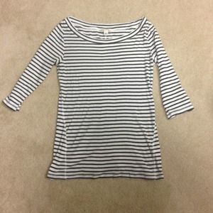 Banana navy and white 3/4 sleeve boat neck