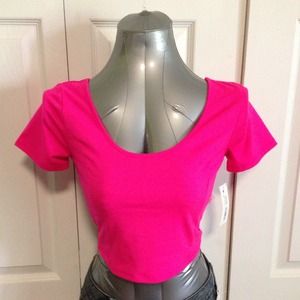 Pink scoop neck crop top