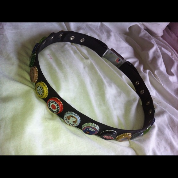 Leather bottle cap seat belt bottle opener belt