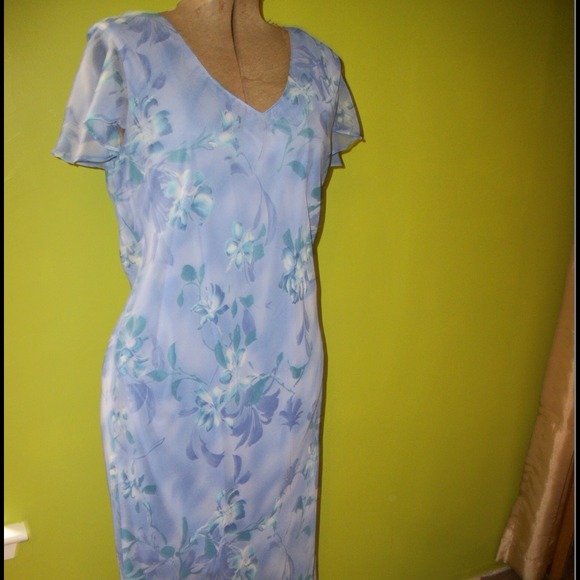 Women's sheer blue floral dress
