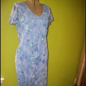 Women's sheer blue floral dress