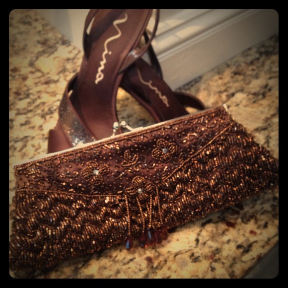 Gorgeous chocolate beaded clutch