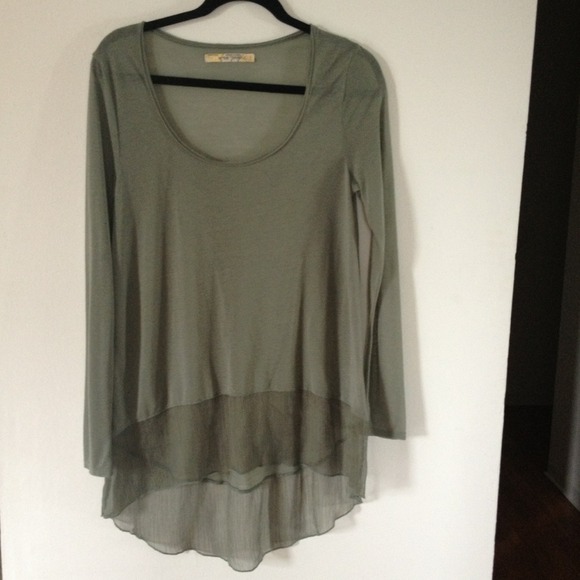SOLD-Free people semi sheer green LS top