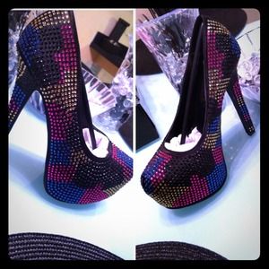 Colorful rhinestone shoe