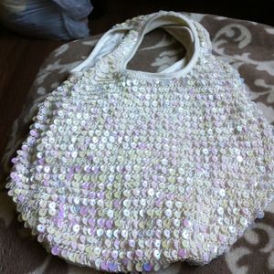 Sequin cream  bag