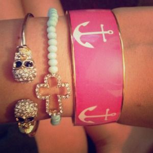 Pink J. Crew Anchor bangle