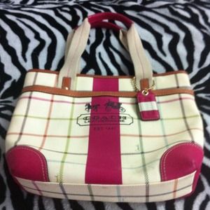 Authentic heritage coach bag pink stripe