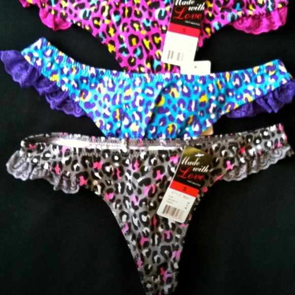 Sexy 3pcs Animal Print Thong Cotton Panties