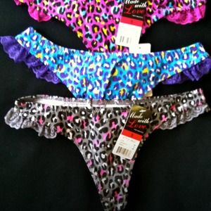 Sexy 3pcs Animal Print Thong Cotton Panties
