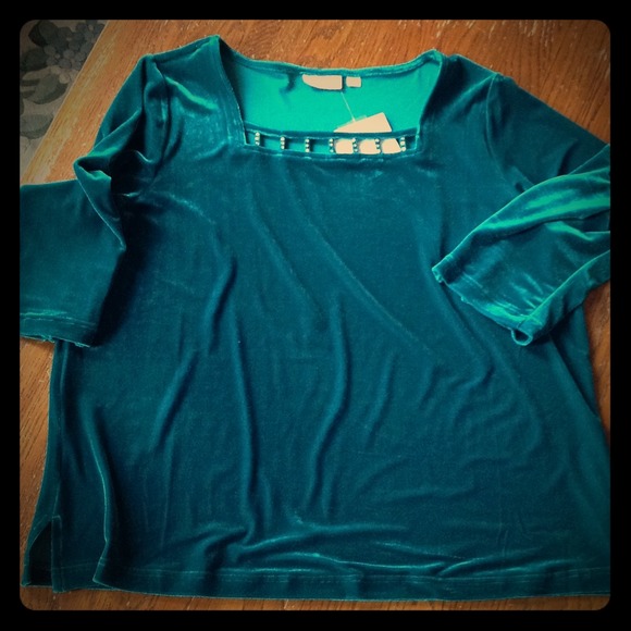 Quackery Factory 1x embellished 3/4 sleeve top