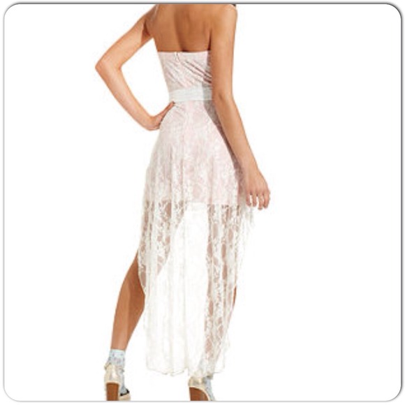 OUT OF STOCK TrixxiJuniors Ivory BlushLace Dress - Picture 2 of 4