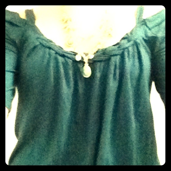 Deep aqua cut-out shoulder top
