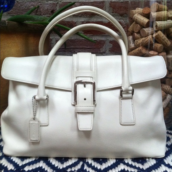 Coach Handbags - Coach white leather top handle bag 100% Authentic!
