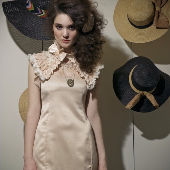 Victorine Satin Lace and Chiffon Trim Dress