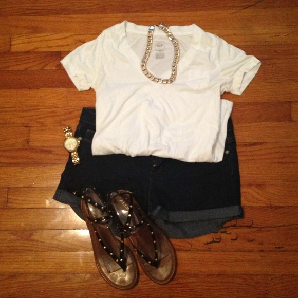 ALDO Shoes - Bundle brown silk blouse & black studded sandals