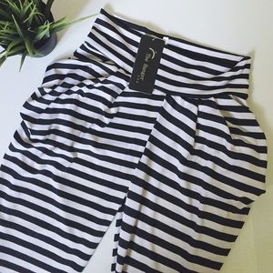 Striped Flared Pocket Harem Pants