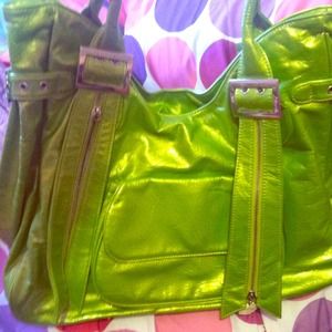 Green mettalic big handbag