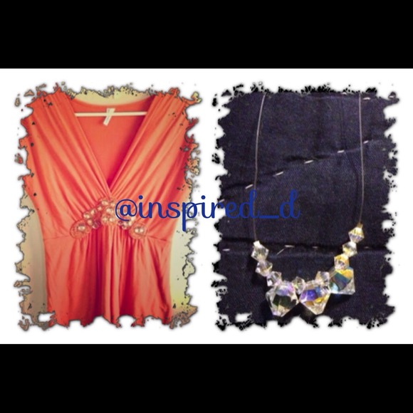 ❌@inspired_d❌ Studio Y Top/ Crystal necklace
