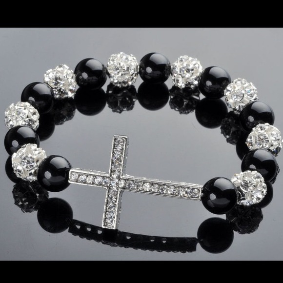 Jewelry - New Beaded Crystal Cross Bracelet!