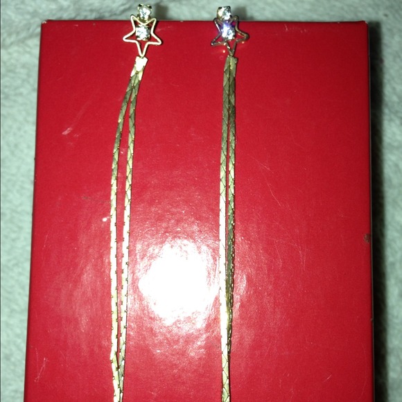 Star diamond dangle earrings