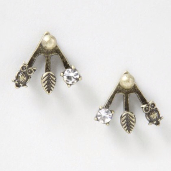 Owl and Leaf Claw Stud Earrings