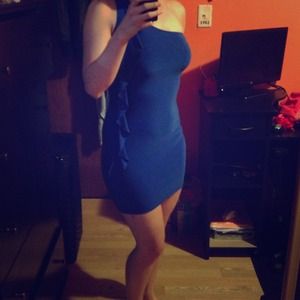 Blue one shoulder party dress