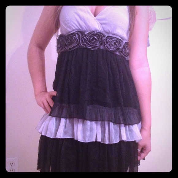 Black gray dressy top